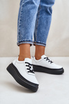 Damskie Buty Sportowe Platforma Skóra Naturalna 41470 Vinceza Białe
