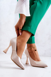 Fashionable Leather Pumps Lewski Shoes 3181 Beige