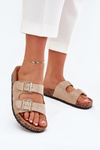 Women's Slip-On Sandals On Cork Sole Gold Cortina