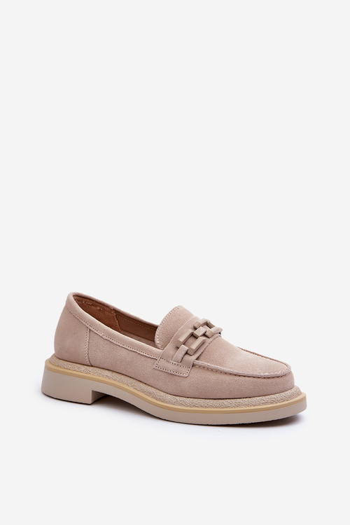 Suede Women's Moccasins S.Barski HX52-222 Beige