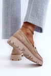 Women's Beige Suede Moccasins with Ornament D&A TW117 Beige