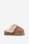Women's Snow Slippers On Thick Sole With Fur Dark Beige Doriola
