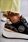 Buty Sportowe Damskie Koturn Czarne GOE KK2N4085