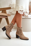 Boots With Perforated Shaft On Heel Eco Suede Beige Nevishiia