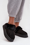 Women's slippers on platform with fur black Linaris