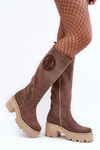 Women's Suede Over-the-Knee Boots Brown Lewski 3367