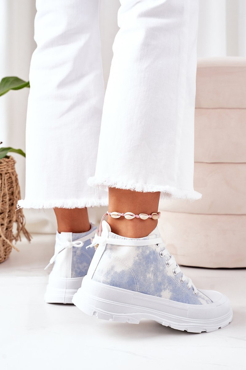 High Sneakers On A Chunky Sole Blue With Tie-Dye Effect Trissy