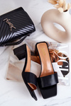 Leather Slippers On High Heel Black Netty