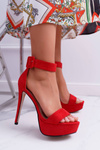 Women's Platform Stiletto Sandals Platform Red Welbos