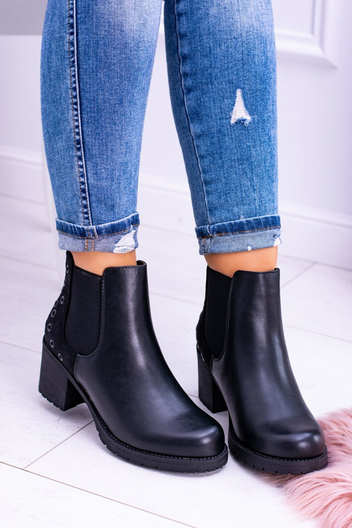 Sergio Leone Czarne Botki Na Słupku Megusto