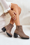 Women's Heeled Ankle Boots with Zipper Dark Beige Tinamar