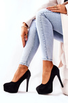 Classic Suede Platform Stilettos Black Silly