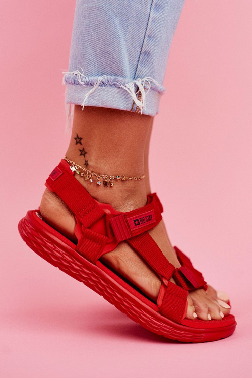 Sandały Damskie Rzepy Czerwone Big Star FF274A602