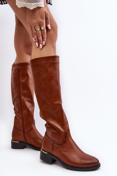 Women's Flat Heel Knee High Boots Brown Aviare