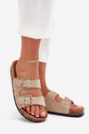 Women's Slip-On Sandals On Cork Sole Gold Cortina