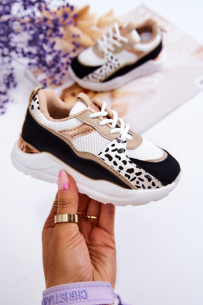 Sportowe Buty Sneakersy Dziecięce Biało-Czarne Kizzie