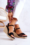Suede Wedge Sandals Black Louisiana