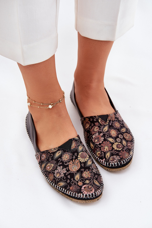 Leather Patterned Ballet Flats Maciejka T1929-71 Black