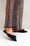 Ballet Flats With Pointed Toes And Bow Black Lotiara