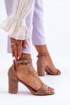Suede High Heel Sandals Dark beige Madame