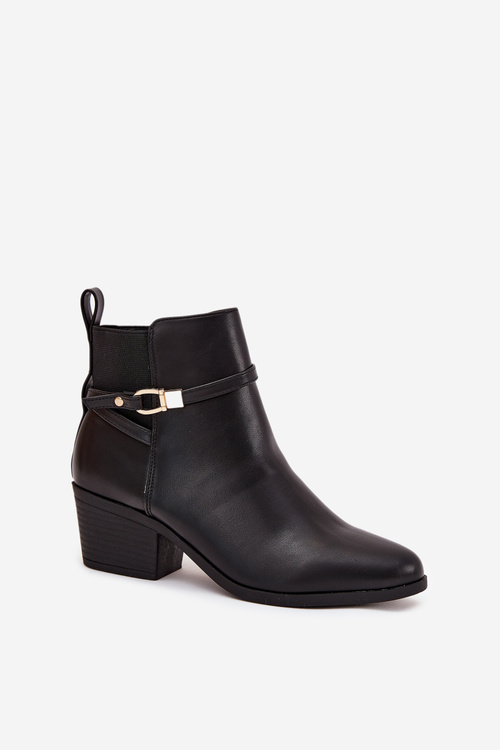 Women's Ankle Boots With Zip With Strap And Gold Detail Black Zelinae