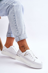 Women's Leather Platform Sports Shoes White Saul