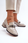 Grey Patent Leather Court Shoes with Block Heel S.Barski MR38-960
