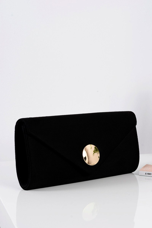 Women's Handbag Black Suede Clutch Bag Gold Chain