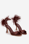 High heel sandals with feathers Chocolate Caelina