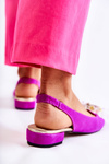 Suede Ballerinas On High Heels With Decoration Dark Pink Elena
