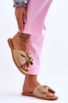 Women's Leather Slippers With Bow Beige Becky