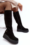 Women's Suede Boots on a Wedge Maciejka 05767-01 Black