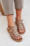 Sandały Płaski Obcas Skóra Naturalna Ciemnobeżowe Zazoo 3686