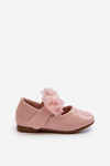 Lacquered Children's Ballerina Flats with Velcro and Bow Pink Olessa