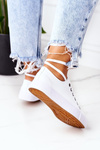 Women's Classic Sneakers White With Silver Eyelets Ecoma
