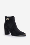 Warm Women's Ankle Boots with Pointed Toes on a Heel Black Laoreina