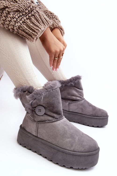 Women's Platform Snow Boots with Faux Fur Gray Wikas