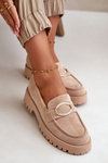 Women's Eco Suede Loafers With Shiny Detail Beige Avellina