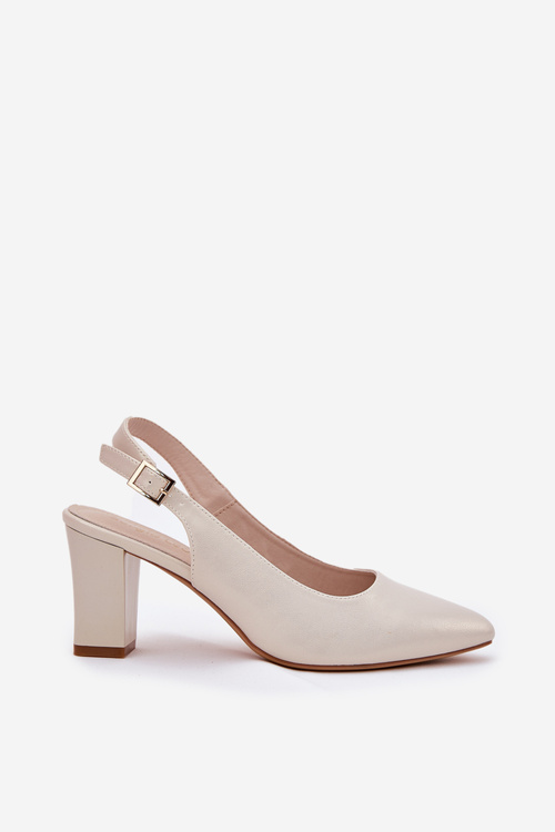 Comfortable Heels On A Block Heel Sergio Leone SK162 Pearly