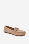 Women's eco suede moccasins with decoration beige Seathra