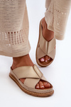 Leather Profiled Flip-Flops Maciejka 04986-04 Gold-Beige