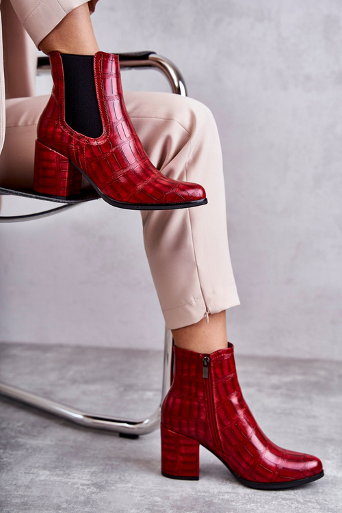 Snake Leather Booties La.Fi 260038R-XC Red