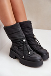 Women's Snow Boots On Platform And Flat Heel Black Seandriel