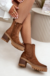 Women's Heeled Boots Made Of Eco Suede Insulated Brown Nevitas