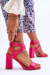 Elegant Sandals On A Block Heel Fuchsia Michele