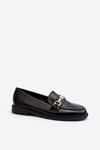 Women's Flat Heel Eco Leather Moccasins Black Vimedia