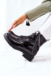Botki Damskie Workery Lakierowane Czarne Goorey
