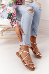 Leather Sandals With A Braid S.Barski 152-1 Golden