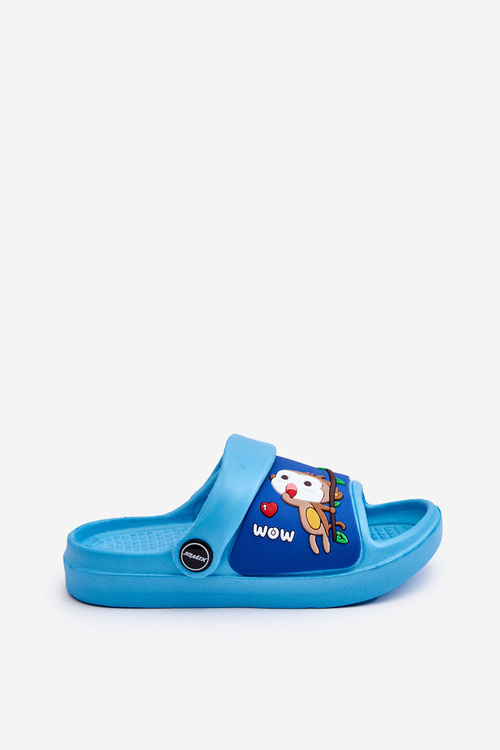 Light Children's Slides Sandals With Animal Motif Blue Rico