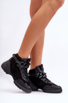 Women's Suede Sport Shoes with Chain Black Tymagio